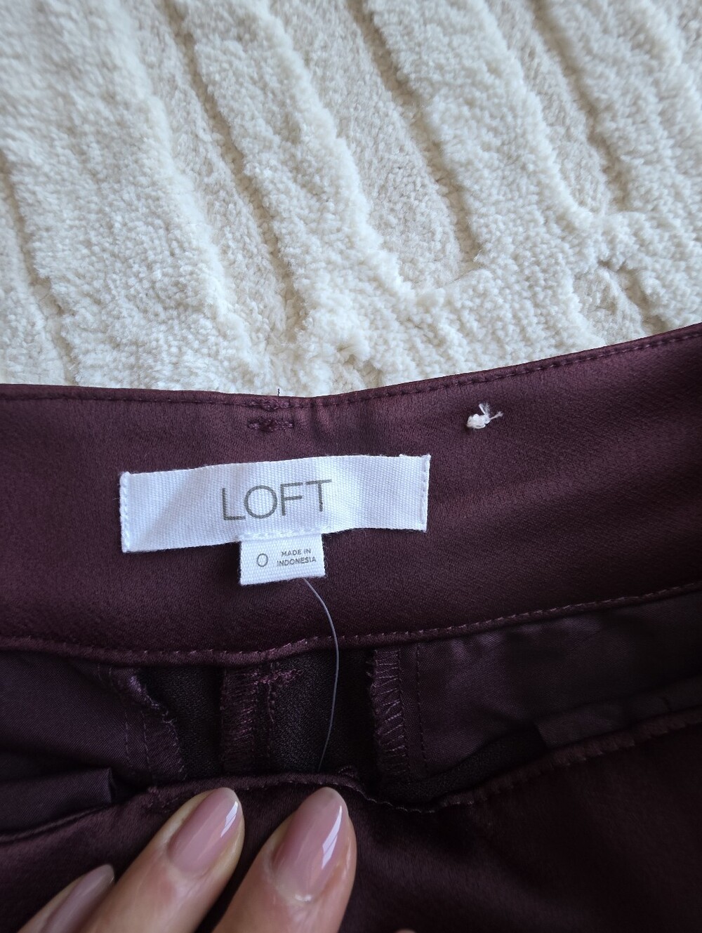 LOFT Wide Leg Pants in Deep Burgundy - Picture 5 of 7